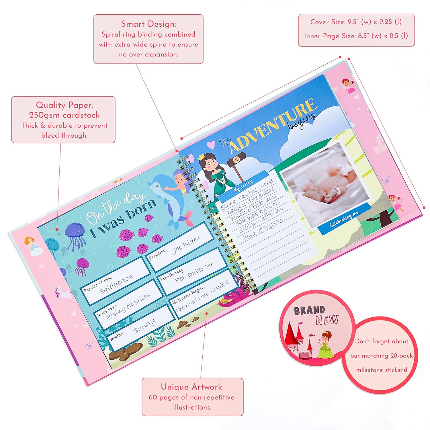 RubyRoo Baby Memory Book Baby Photo Journal Milestone