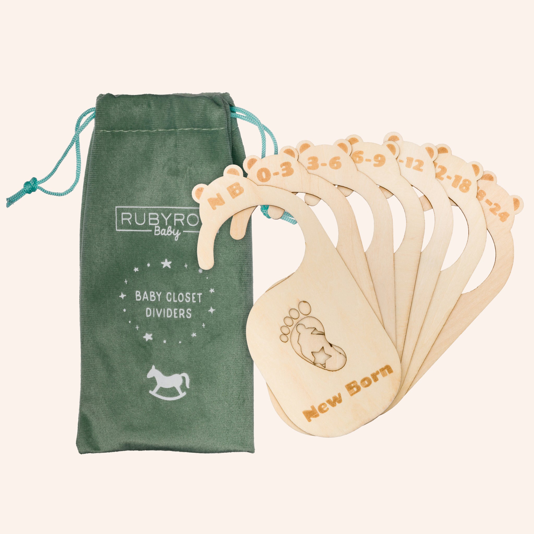 PUREOY 7/8 Pcs Baby Wardrobe Dividers Closet Wooden Baby Garment Size Markers Newborn Toddler Clothes Daily Organization